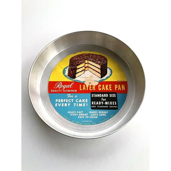 vtg Regal Ware quality aluminum layer cake pan USA With Original Label - Picture 7 of 7